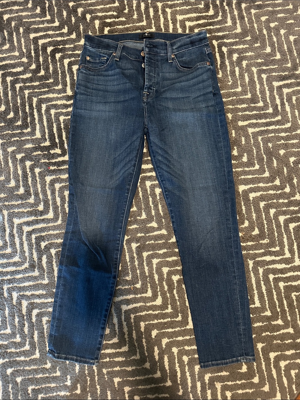 7 For All Mankind Dark Blue Straight Leg Jeans